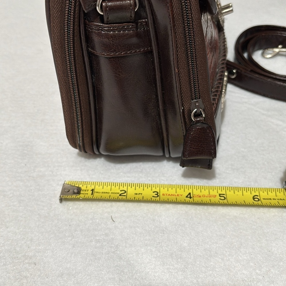 Messenger Leather Gladstone Style Bag, Sienna & Expresso Brown - Picture 13 of 13